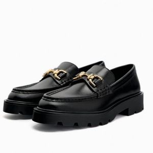 NWT Zara Lug Sole Geniune Leather Loafer